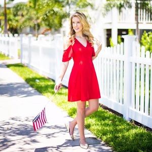 Club Monaco Red Cold Shoulder Dress